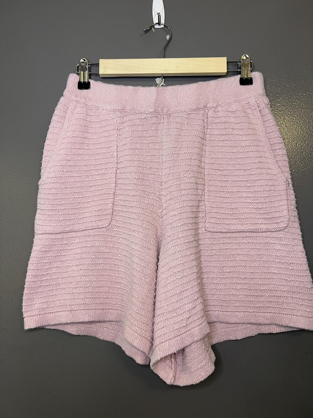 FP Beach Shorts Womens Medium Pink Knit Sweater Elastic Waist Lounge Casual